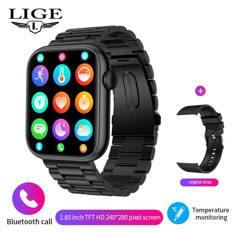 LIGE New Smart Watch 2025 Wireless Charging Smartwatch Bluetooth Calls Men Women Smartwatches Fitness Bracelet Custom Watch Face