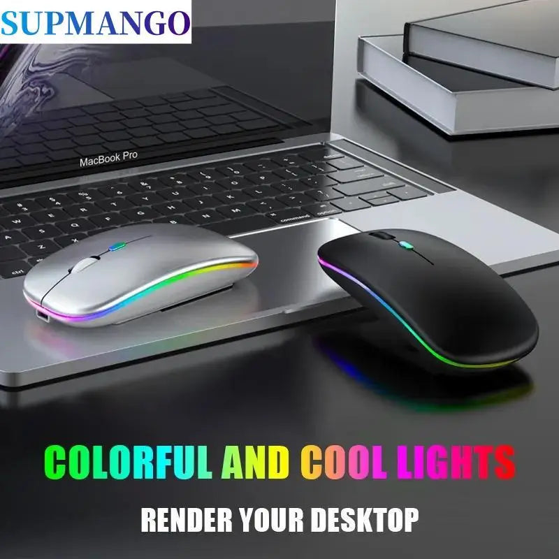 Wireless Mouse Rechargeable Silent LED Backlit Mice PC Laptop Computer Mous 2.4Ghz Receiver Bluetooth Dual Mode Optical Mice