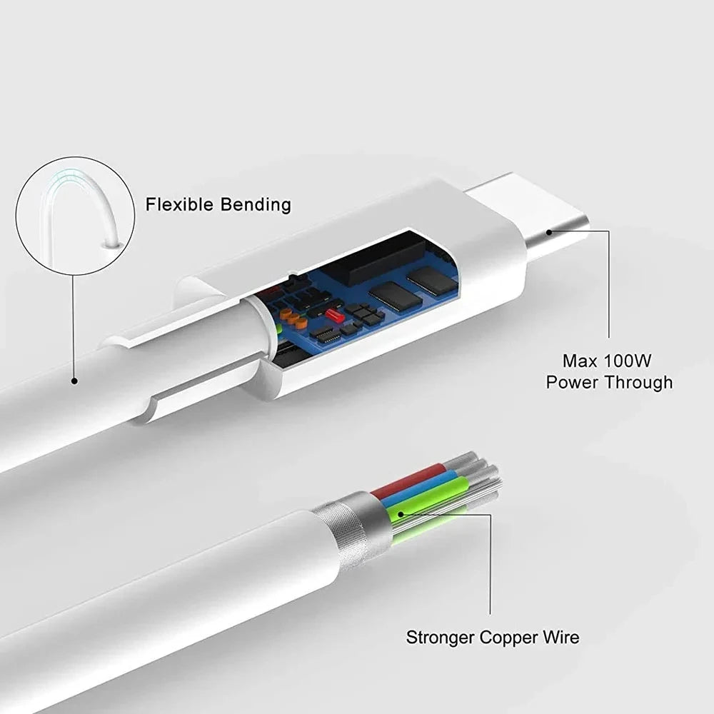 PD 60W USB C to USB Type C Cable Fast Charge Data Cable For Iphone 15 15Pro Huawei Samsung Xiaomi Data Line Black White 1M 2M 3M