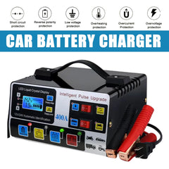 Metal Car Battery Charger 12V24V 220W Full Automatic Car Battery Charger Repair Battery Charger High Power Fast Charger