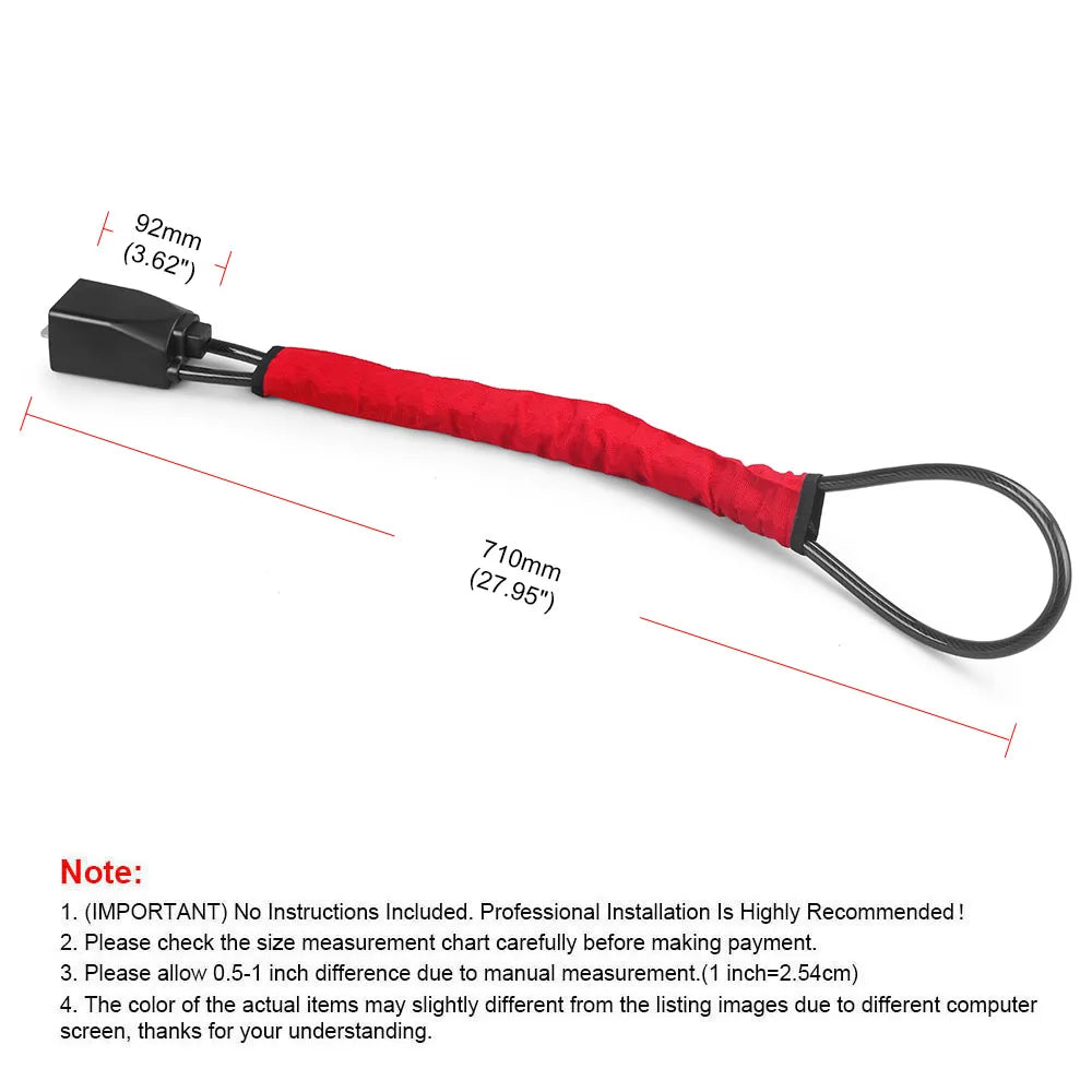 Car Steering Wheel Lock With Seat Belt Socket Steel Rope