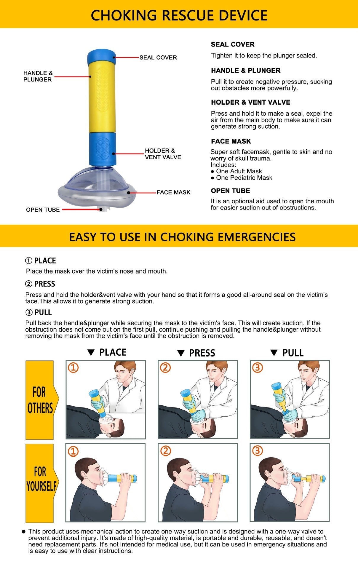 Breathing Trainer Suffocating Emergency Rescue Mask Artificial Cardiopulmonary Device